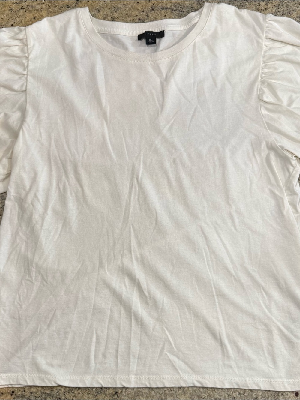 J. Crew White Short Puff Sleeve Crewneck Tee